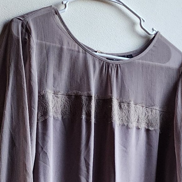 Apt. 9 Taupe Semi-Sheer Blouse Size Large - Picture 2 of 14